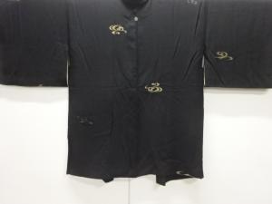 大正ロマン　漆流水模様織出し一ツ紋羽織